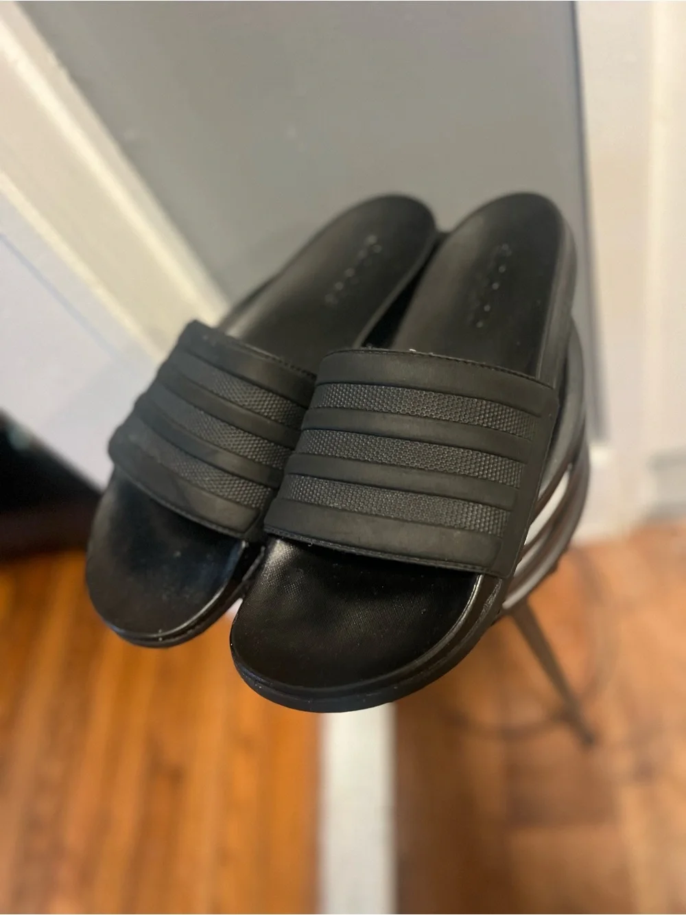 adidas Black Textured Strap Slide Sandals size 10 men